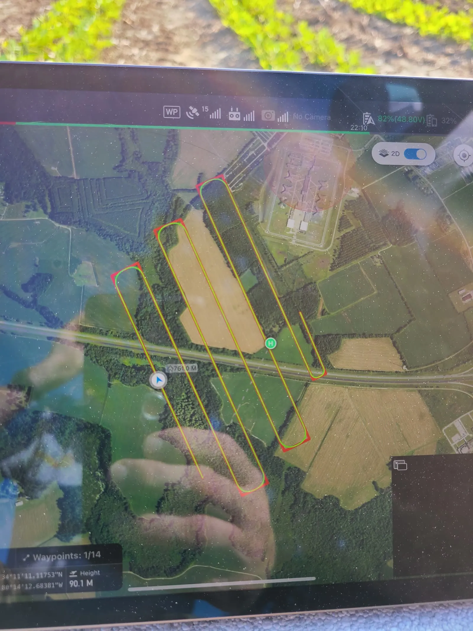 UAV flight line plan on a tablet in the field
