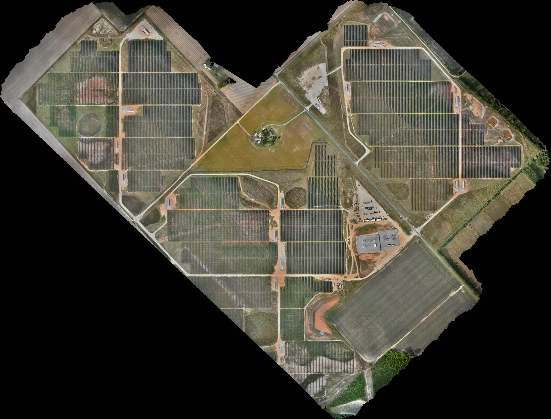 High-resolution orthophoto of a residential subdivision