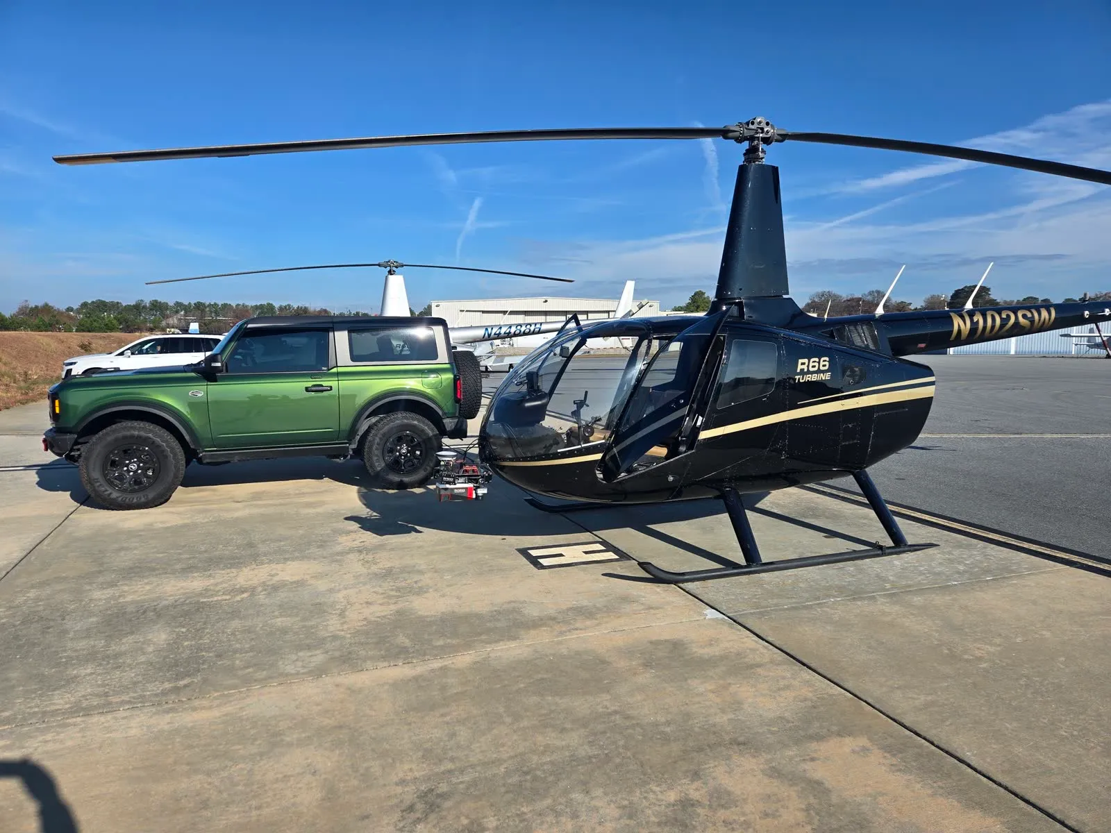 The R66 helicopter, ready for a LiDAR mission